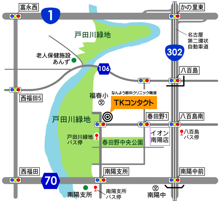 TKコンタクト地図/なんよう眼科クリニックに隣接しています